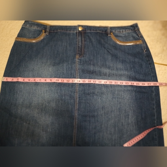 Avenue Denim Pencil Skirt Cotton Blend Women's Plus Size 24 Blue - Picture 11 of 11